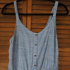 Women's Blue and White Checked Romper